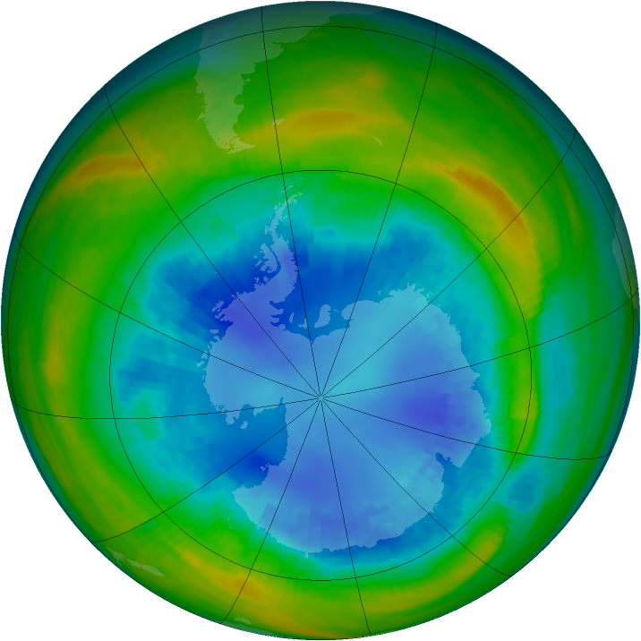 Antarctic ozone map for 26 August 1987